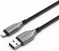 Cygnett CY4660PCCAL, Armoured Lightning to USB-A (2.0) Cable, 2M, 2.5A/12W, Braided, 480Mbps Transfer,Turbo Charge iPhone/iPad, MFi, Black
