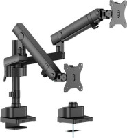 Brateck LDT84-C024P-B, Dual Screen Pole-Mounted Heavy Duty Mechanical Spring Monitor Arm, Black