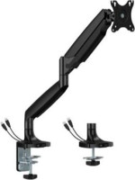 Brateck LDT82-C012UC-BK Single Screen Heavy-Duty Gas Spring Monitor Arm With USB Ports, 17"~45" Monitors, Matte Black