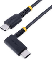 StarTech R2CCR-30C-USB-CABLE, USB C Charging Cable Right Angle, 60W PD 3A, Heavy Duty Fast Charge USB-C Cable, Durable Rugged Aramid Fiber, 1ft (30cm) USB C to Right Angled USB-C Charging Cable