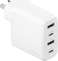 Cygnett CY4769PDWCH, PowerPlus 45W Multi Port Fast Wall Charger, 2xUSB-C PPS (45W), 2xUSB-A (20W), Compact, Lightweight, White