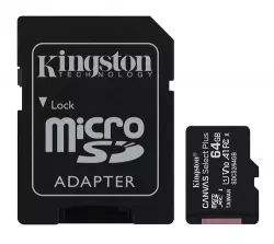 KINGSTON 64GB MICROSDHC CANVAS SELECT PLUS 100MB/S READ A1 CLASS 10 UHS-I MEMORY CARD + ADAPTER SDCS2/64GB SDCS2/64G KINGSTON 64GB MICROSDHC CANVAS SELECT PLUS 100MB/S READ A1 CLASS 10 UHS-I MEMORY CARD + ADAPTER SDCS2/64GB SDCS2/64G