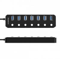 Simplecom CH375PS Aluminium 7 Port USB 3.0 Hub with Individual Switches and Power Adapter