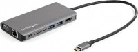 Startech DKT30CHVAUSP, USB-C Multiport Adapter - HDMI or VGA - 100W PD - Attached 30 cm Host Cable - SD Card Reader - USB-C Mini Dock