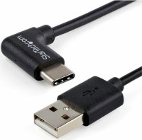 StarTech USB2AC1MR, 1m(3ft) USB to USB-C Cable, Right Angle USB Cable, M/M USB 2.0 Cable, USB A to USB-C Cable, Cable for Tablet, Smartphone, Power Bank, Wall Charger, Nickel Plated Connector - 24/30 AWG, Black